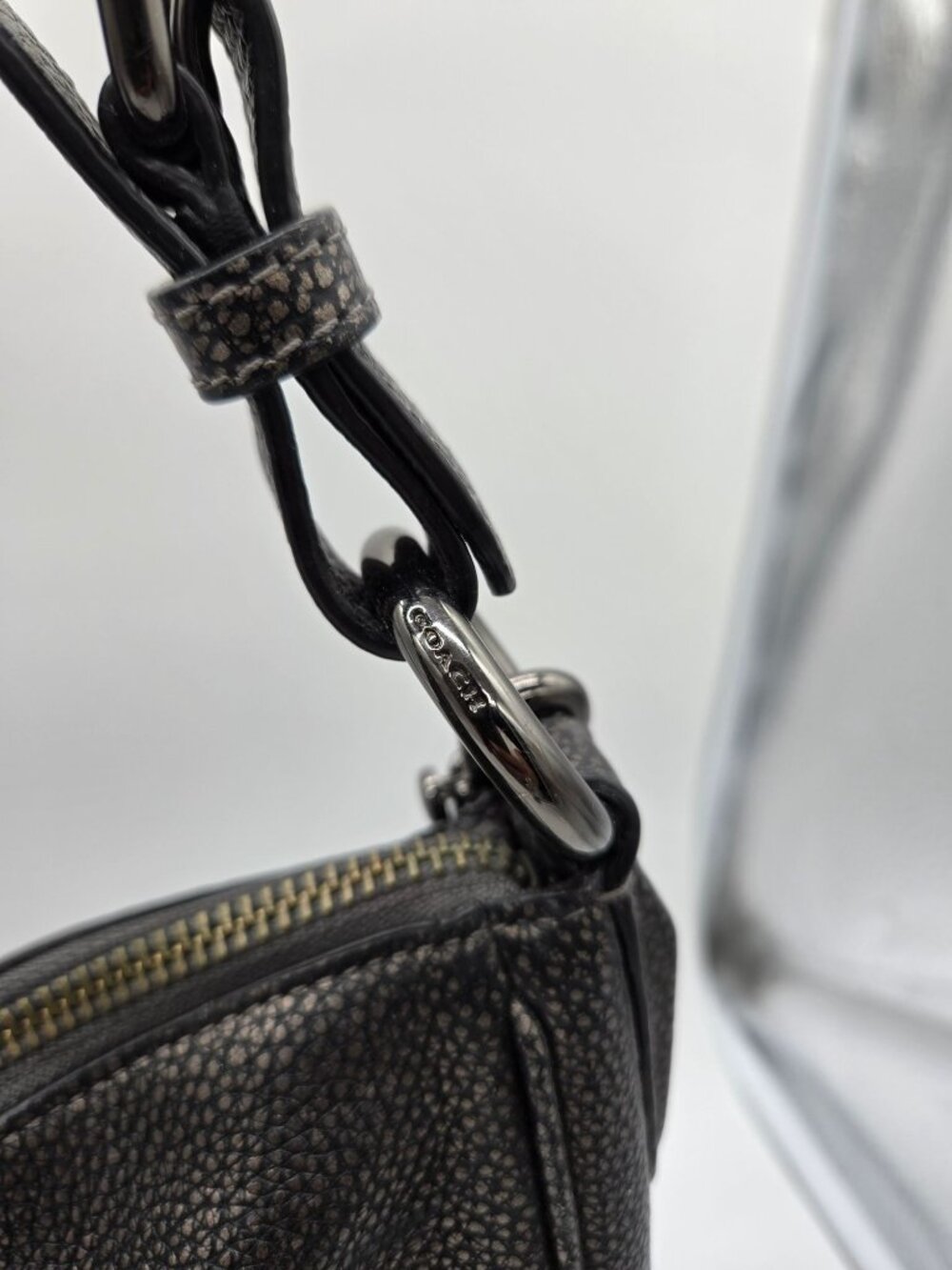 Coach Sutton Hobo 40632 Metallic Pewter Leather Convertible Shoulder Crossbody B - Picture 3 of 8
